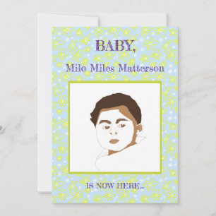 Faire-part Fleur Bouquet Daisy Meadow Périwinkle Lemon Birth