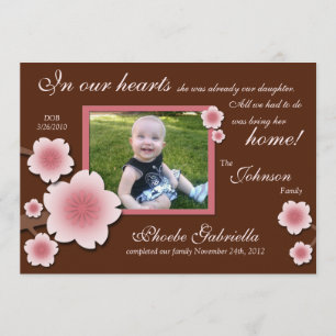 Faire-part Fleur de cerise rose et annonces d'adoption Brown