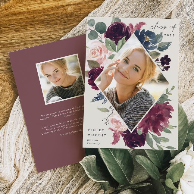 Faire-part Fleur de prune | Diplôme photo (Créateur téléchargé)