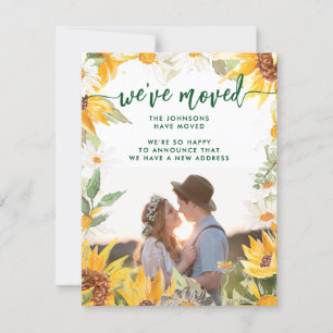 Faire-part Fleur de soleil botanique Changement d'adresse Dép