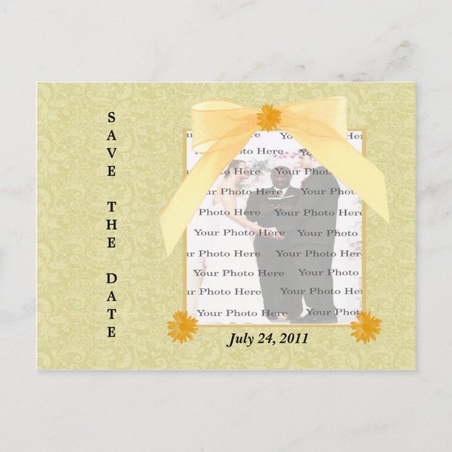 Faire-part Fleur Jaune Enregistrer La Carte Postale Date (Devant)