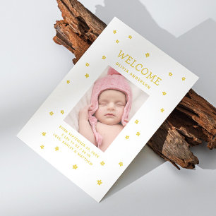 Faire-part Fleur jaune Nouveau bébé. Fleurs mignonnes nouveau