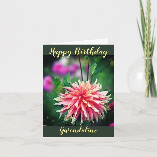 Faire-part Fleur Orange et Rose Dahlia Anniversaire (Devant)