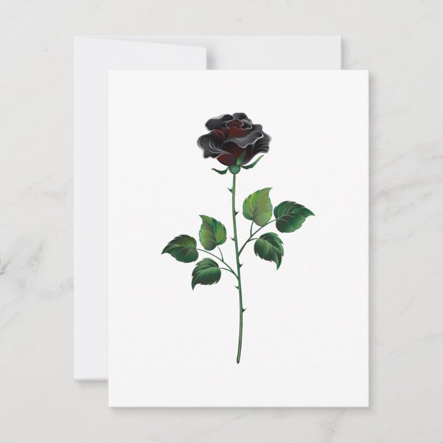 Faire-part Fleur rose noire (Devant)