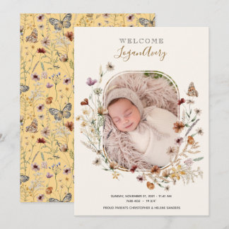 Faire-part Fleur sauvage Floral Nouveau bébé Naissance Photo 