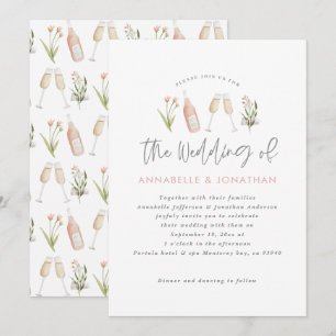 Faire-part fleur sauvage florale champagne moderne script