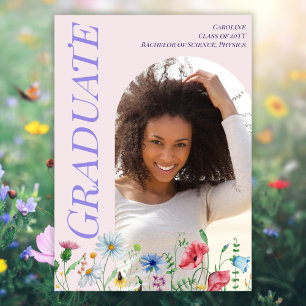 Faire-part Fleur sauvage moderne Pink Graduation 2025 Arch Ph
