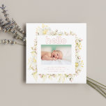 Faire-part fleur sauvage moderne rose fille bonjour naissance<br><div class="desc">fleur sauvage moderne rose fille bonjour faire-part de naissance bébé</div>