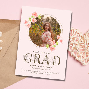 Faire-part Fleur sauvage rose Fille Lycée