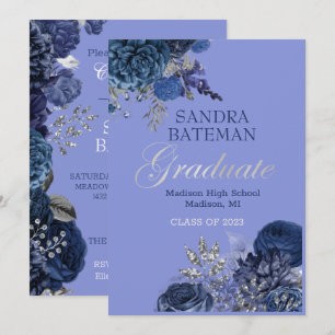 Faire-part Fleurs bleues violettes   Soirée de fin d'études