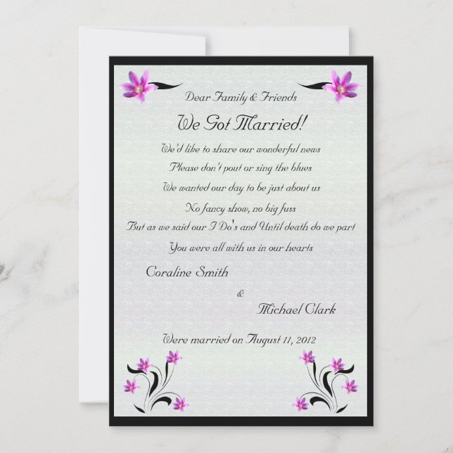 Faire-part Fleurs Clematis sur Stoney Path Elopement 2 (Devant)