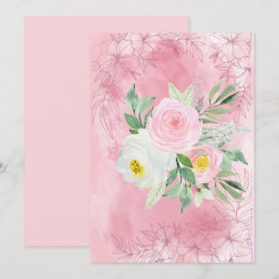 Faire-part Fleurs d'aquarelle blanche et rose pâle
