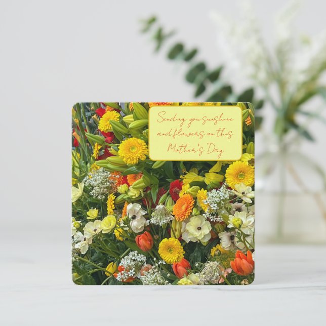 Faire-part Fleurs de la fête des mères (Debout devant)