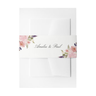 Faire-part Fleurs de peonies aquarelle Invitation Bandeau de