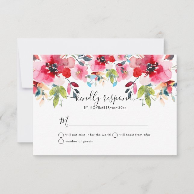 Faire-part Fleurs de ressort d'aquarelle RSVP (Devant)