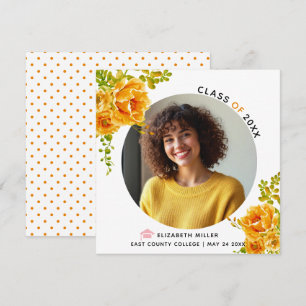 Faire-part Fleurs orange Classe de photo de graduation 2025