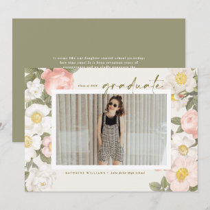 Faire-part Fleurs pastel vintage Beige Photo Remise de diplôm