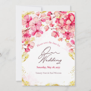 Faire-part Fleurs Sakura Enregistrer la date Annonce