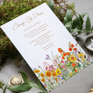 Faire-part Fleurs sauvages Changement de plans Report Mariage