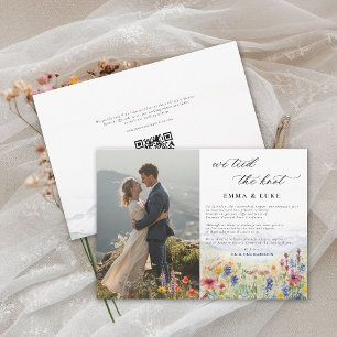 Faire-part Fleurs sauvages de mariage en montagne Photo QR El
