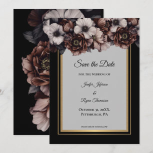 Faire-part Fleurs sombres et lunaires pour le save the date d
