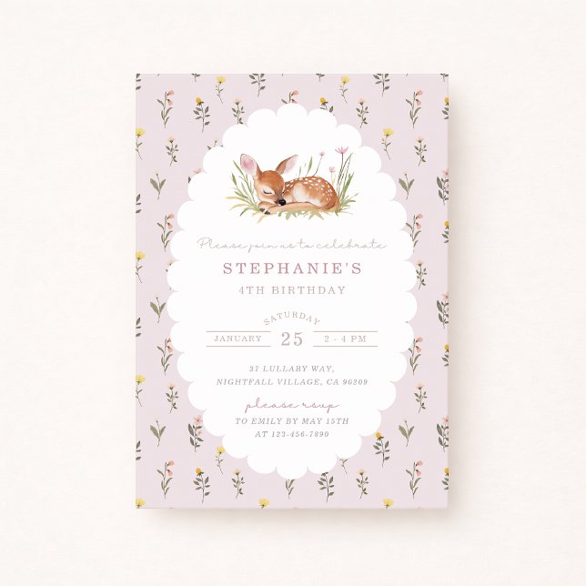 Faire-part Flora Cottagecore Little Fawn Woodland Anniversair (Créateur téléchargé)