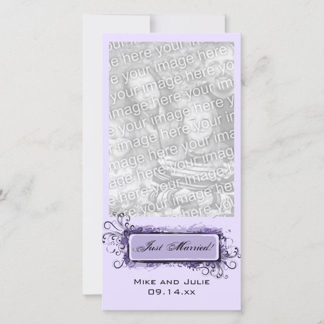 Faire-part Floral Abstrait Violet Juste Marié (Devant)