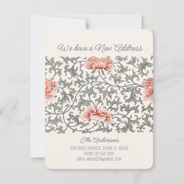 Faire-part  Floral Asian William Morris style CC1289 Moving (Devant)