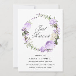 Faire-part Floral Blanc Violet Juste Marié Elopement