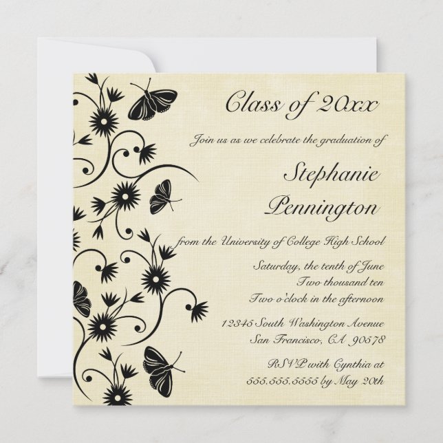 Faire-part floral chic de fête de remise des (Devant)