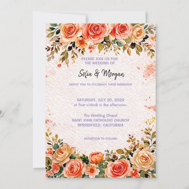Faire-Part Floral de Mariage (Devant)