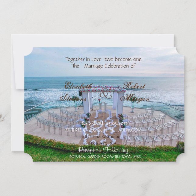 Faire-part Floral de Mariage de Plage Adorable (Devant)