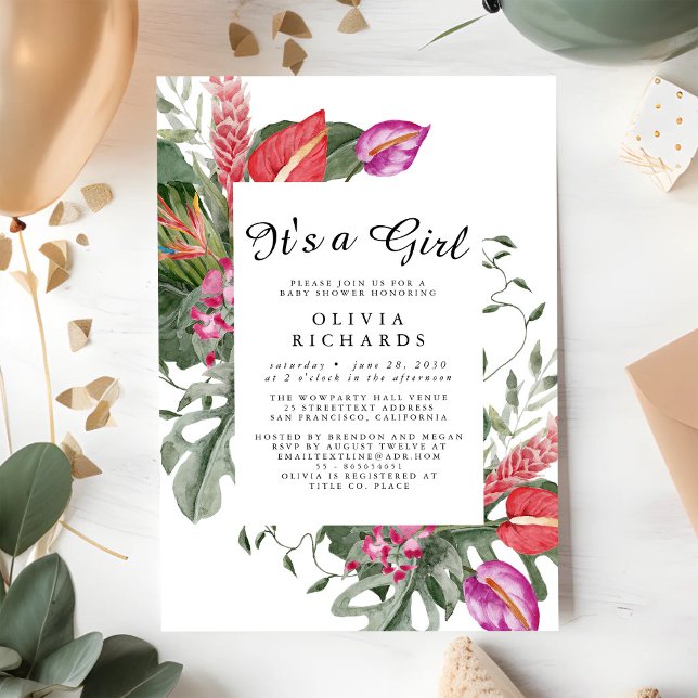 Faire-Part Floral de Naissance pour Bébé Fille (Créateur téléchargé)