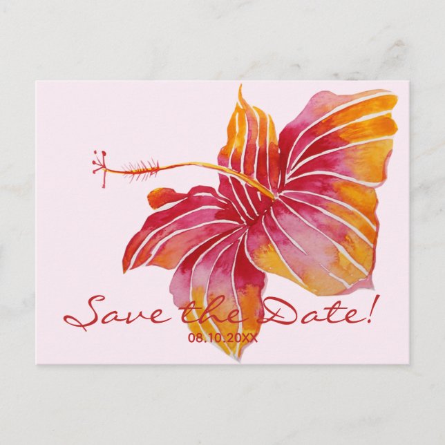 Faire-part Floral Hawaiian Enregistrer la date Carte postale  (Devant)