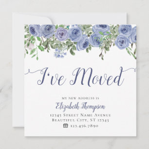 Faire-part Floral J'Ai Déménagé Nouvelle Adresse Blue Rustic