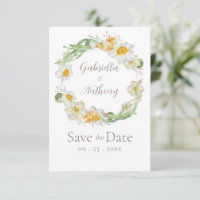 Faire-part floral Jonquille Blanc & Jaune pour mar
