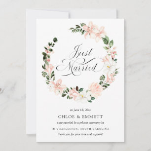 Faire-part Floral Rose Blanc Juste Marié Elopement