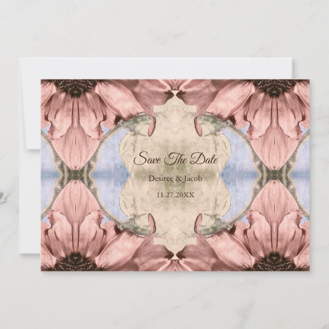 Faire-part Floral Rose Gold Blush Pink Save The Date (Devant)