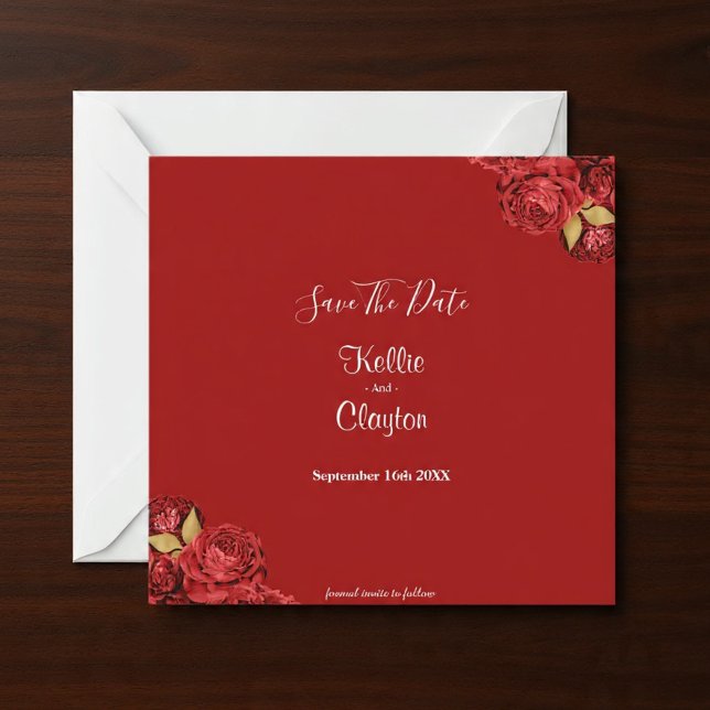 Faire-part Floral Rouge Et Or (Créateur téléchargé)