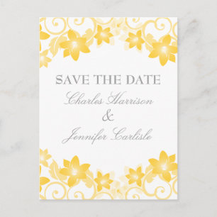 Faire-part Floral simple jaune Enregistrer la carte postale D