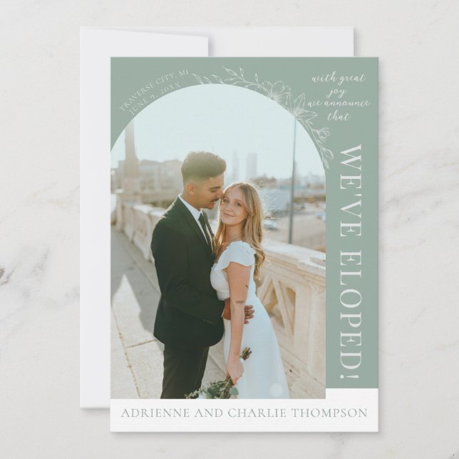 Faire-part Floral Simplicity 1 Modern Green Elopement (Devant)