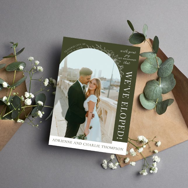 Faire-part Floral Simplicity 1 Modern Green Elopement (Créateur téléchargé)