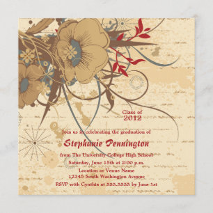 Faire-part floral vintage de fête de remise des