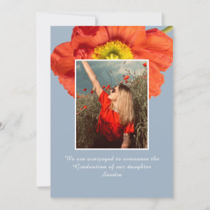 Faire-part Flore bleu poussiéreux Cadre photo Modernité Gradu