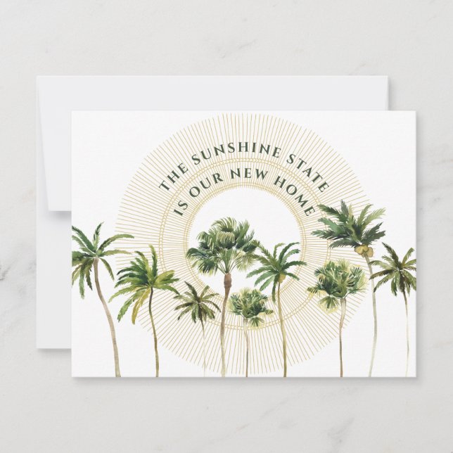 Faire-part Florida Palm Trees Golden Sun Nouvelle Adresse Ann (Devant)