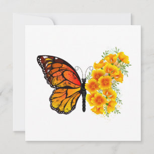Faire-part Flower Butterfly with Yellow California Poppy