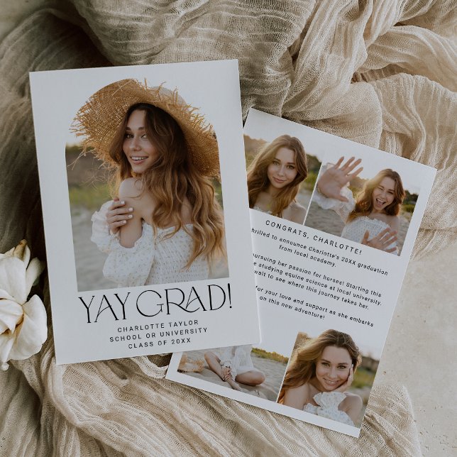 Faire-part Flûte moderne minimal Yay Grad Photo Arch Grad Gra (Créateur téléchargé)