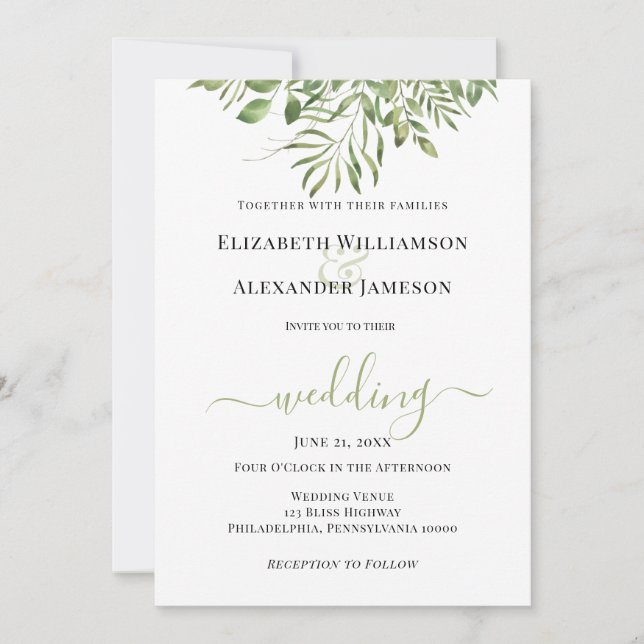 Faire-part Foliage tropical simple (Devant)