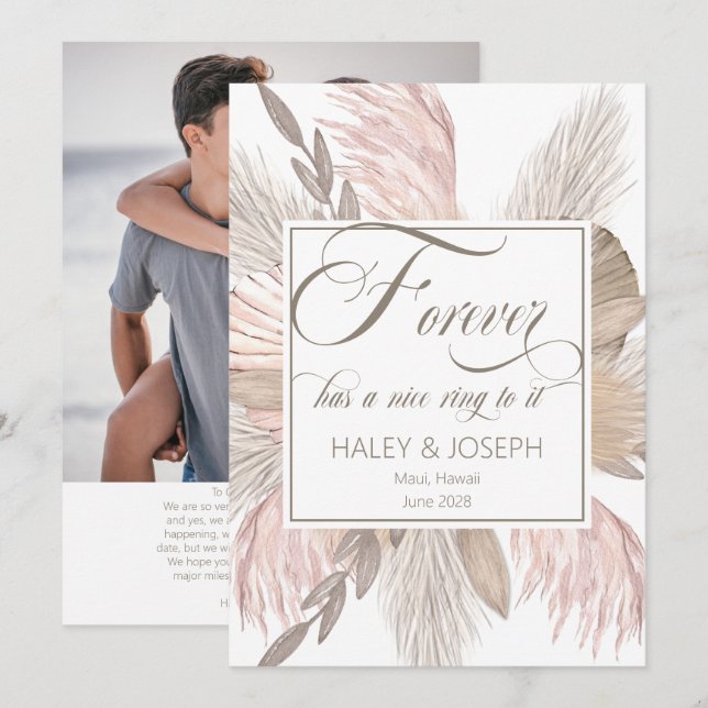 Faire-part Forever A Une Belle Bague À Elle Photo Fiançailles (Devant / Derrière)