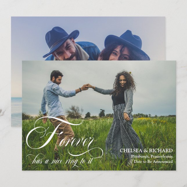 Faire-part Forever a une belle sonorité 2 Annonce de fiançail (Devant / Derrière)